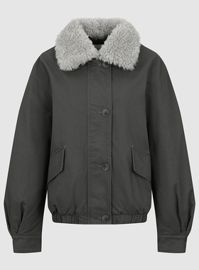 UR国内2025冬季女装休闲复古巴恩工装拼接毛领外套UYY150107