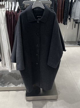 UR国内2025冬季女气质翻领含羊毛呢料长款毛呢大衣UWM150075