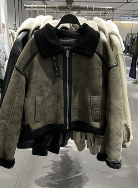 UR国内2025冬季女装气质设计感毛绒PU插袋短款外套UWM150123