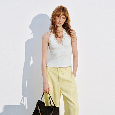 UR国内2026春夏女装潮流时尚蕾丝挂脖露背修身背心UWJ460073