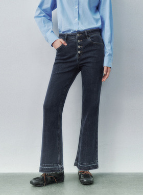 UR国内2025秋季女装百搭休闲复古水洗纽扣牛仔长裤UYU850141