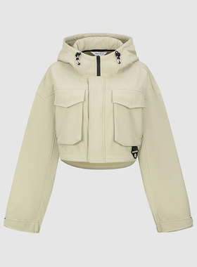 UR国内2025冬季女装休闲机能连帽抽绳加绒短款外套UYN150005