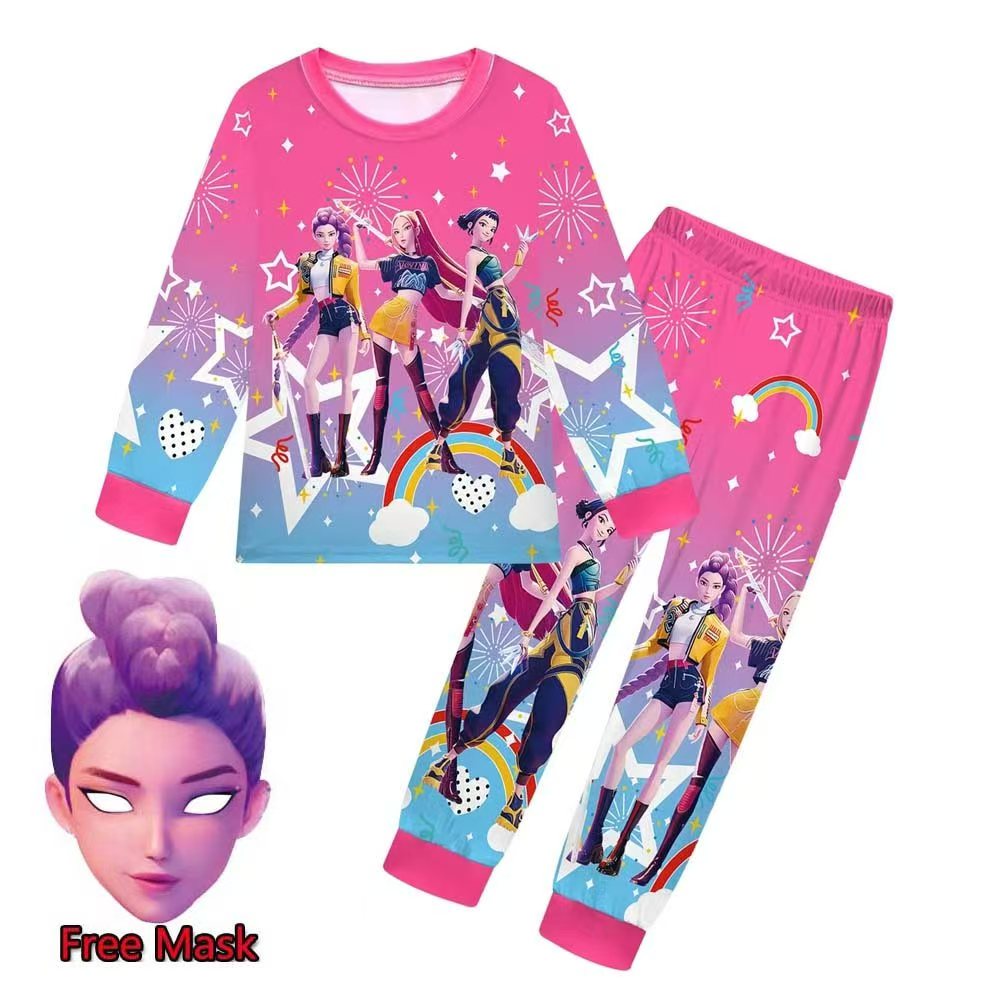 Kpop Demon Hunters猎魔女团cos韩流女团春秋款长袖儿童睡衣套装
