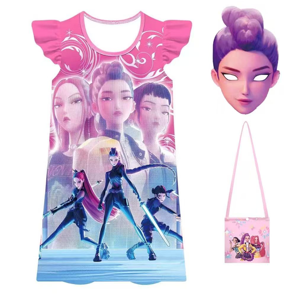夏季薄款睡衣女童Kpop Demon Hunters猎魔女团冰丝家居服连衣裙