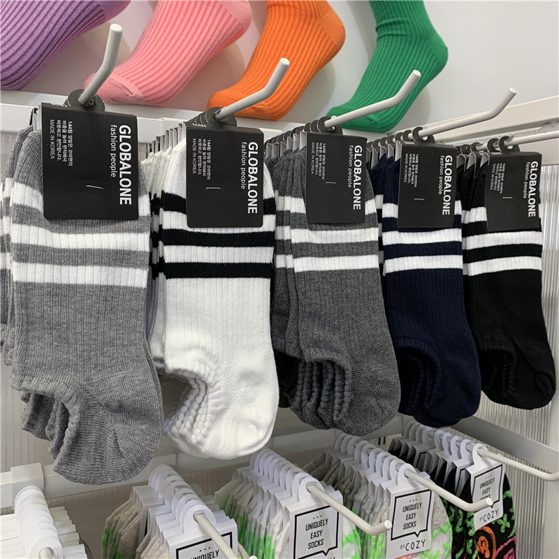 GLOBALONE韩国东大门男船袜街头运动风条纹透气不掉跟棉质隐形袜