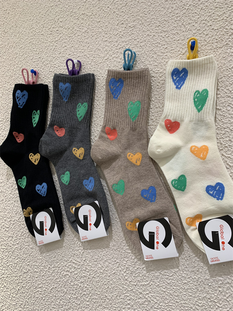 韩国彩色爱心束腰运动女袜