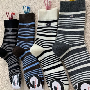 egg纽扣棉质女袜2025秋冬季 拼色条纹运动袜学院风网红中筒袜 新款