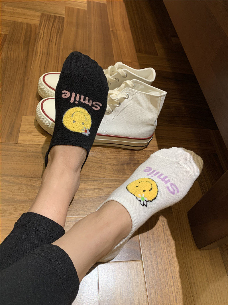韩国女袜子东大门COZY立体植绒笑脸字母浅口硅胶防滑不掉脚船袜套