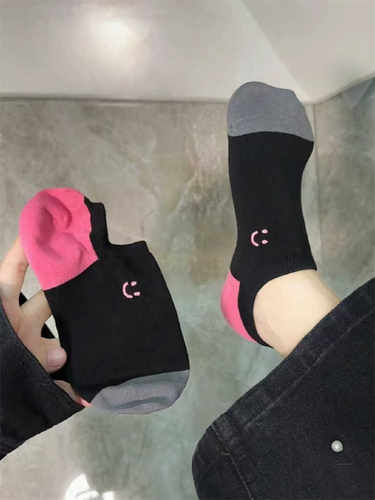 东大门夏季新款女袜街头韩版拼色撞色刺绣笑脸薄款不掉跟隐形船袜