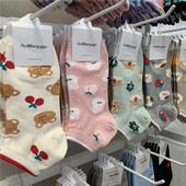 韩国女袜东大门2021春夏新款 甜美卡通小熊兔子短筒袜水果樱桃袜子