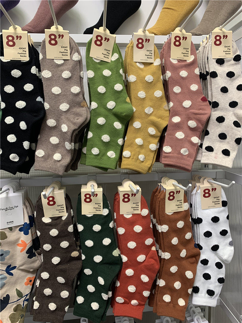 EIGHT Pig韩国东大门女袜可爱圆点学生袜子学院休闲网红中筒长袜,女士内衣/男士内衣/家居服,中筒袜,淘宝优惠券,粉丝福利购,淘宝优惠卷