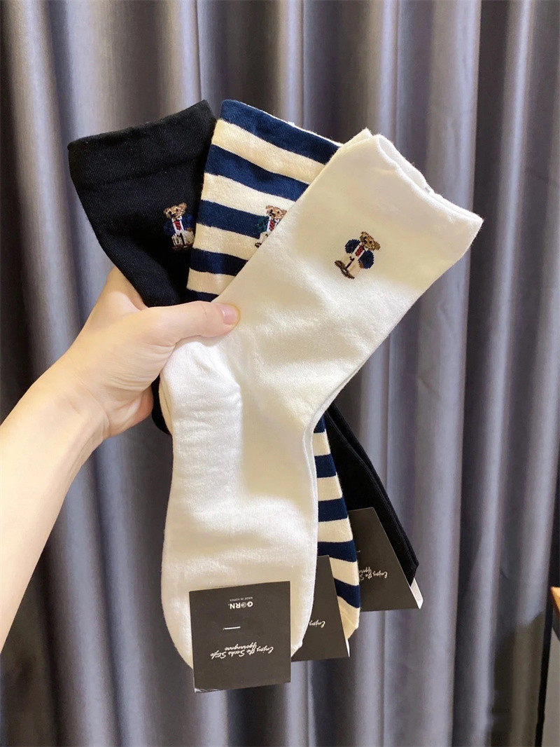 现货韩国男袜东大门2023春夏新款街头拼色条纹卡通小熊长腰中筒袜,女士内衣/男士内衣/家居服,中筒袜,淘宝优惠券,粉丝福利购,淘宝优惠卷