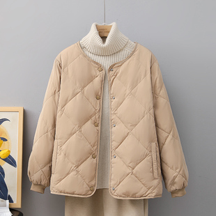 短款 小个子白鸭绒轻薄百搭宽松菱格内胆外套 羽绒服女2025年冬季