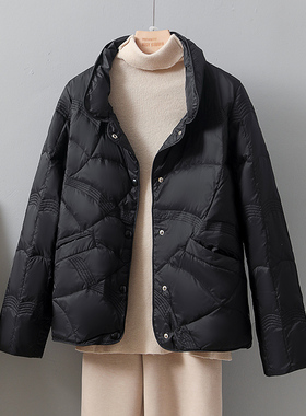 2025新款祥云羽绒服女短款立领轻薄白鸭绒女款秋冬小个子轻便外套