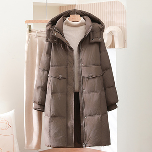 小个子外套潮 常规宽松连帽白鸭绒时尚 2025新款 羽绒服女秋冬中长款