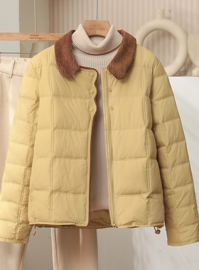 轻薄羽绒服女2025新款白鸭绒小个子小香风轻便时尚保暖翻领外套潮