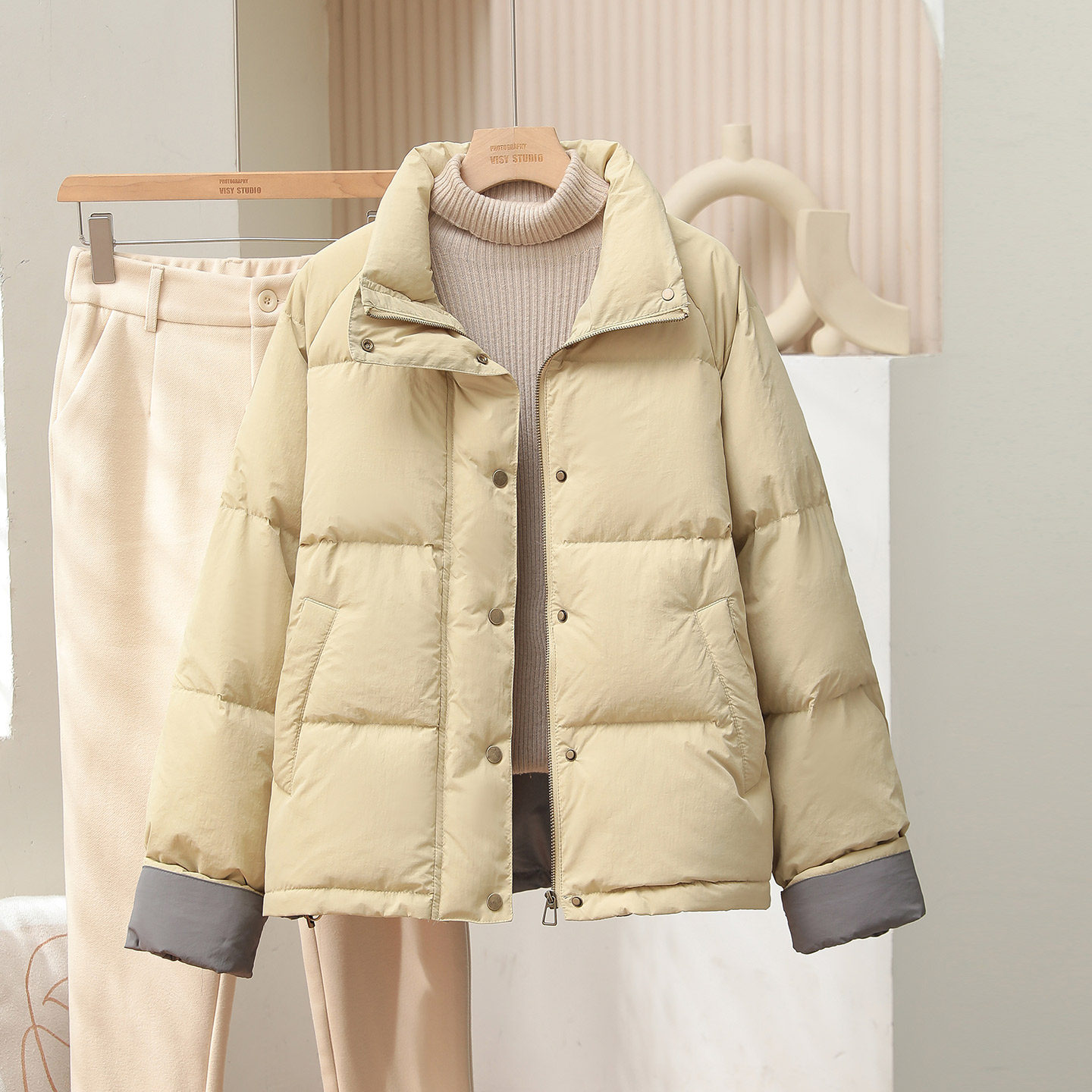 立领羽绒服女短款加厚