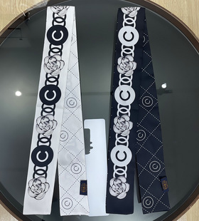 经典山茶花黑色白色百搭包包手柄丝巾绑包丝带2025新款女夏季飘带