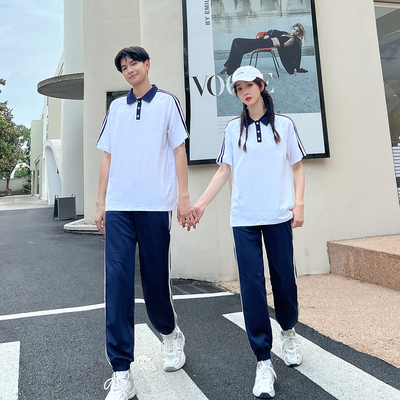 校服中学生夏季短袖T恤英伦学院风套装班服初中学生定制运动会潮