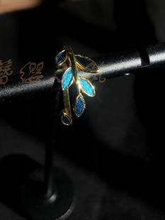 簪缨小筑孔雀羽毛复古时尚潮流简约百搭几何枝蔓装饰戒指