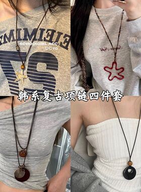 蝴蝶结圆形吊坠项链波西米亚小众