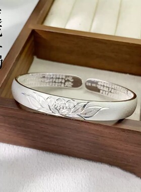 古法莲花手镯送妈妈生日礼物开口