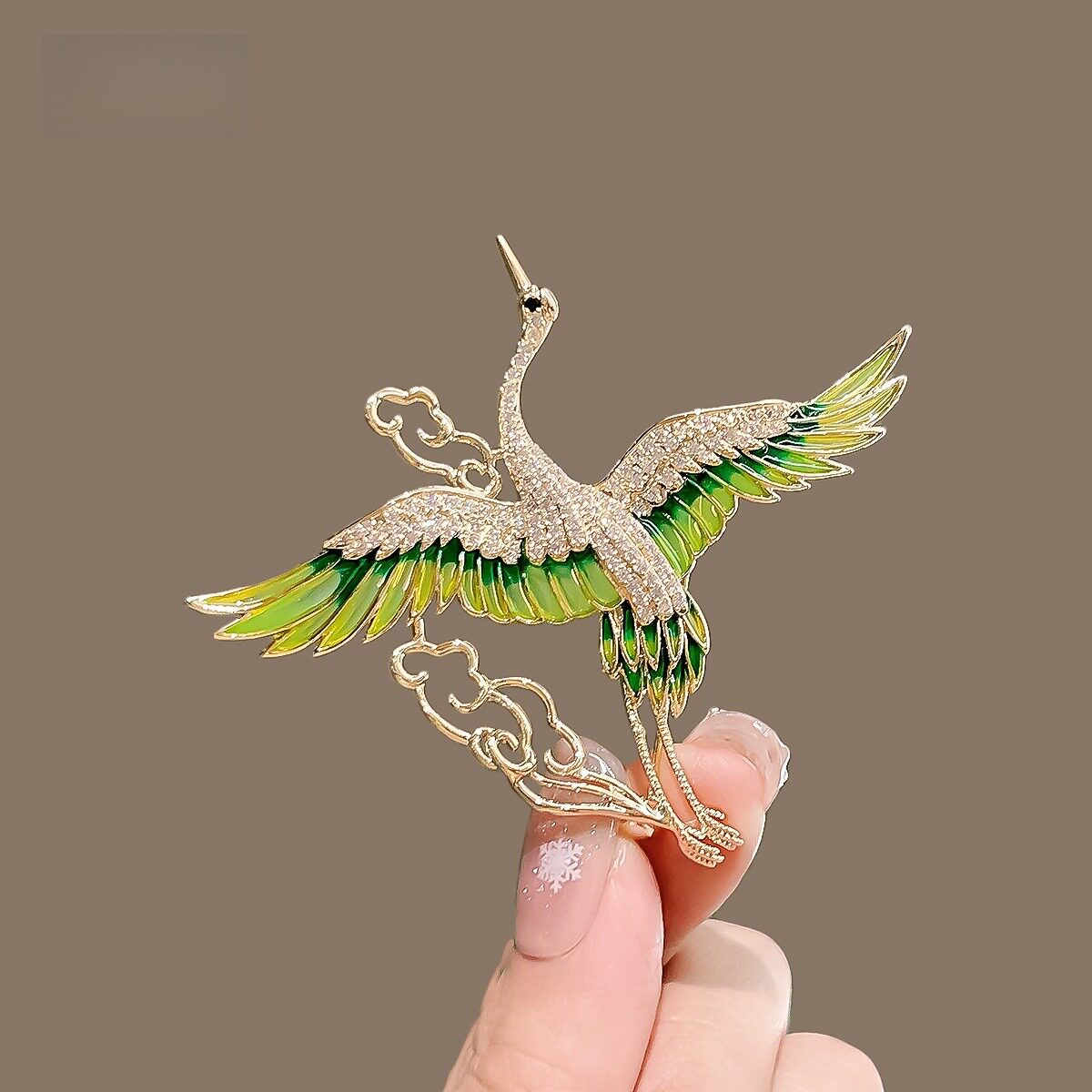 中式复古仙鹤祥云胸针女气质珐琅胸花小众设计感别针汉服旗袍配件