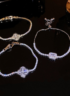 真金电镀四片叶子锆石卡扣手链时