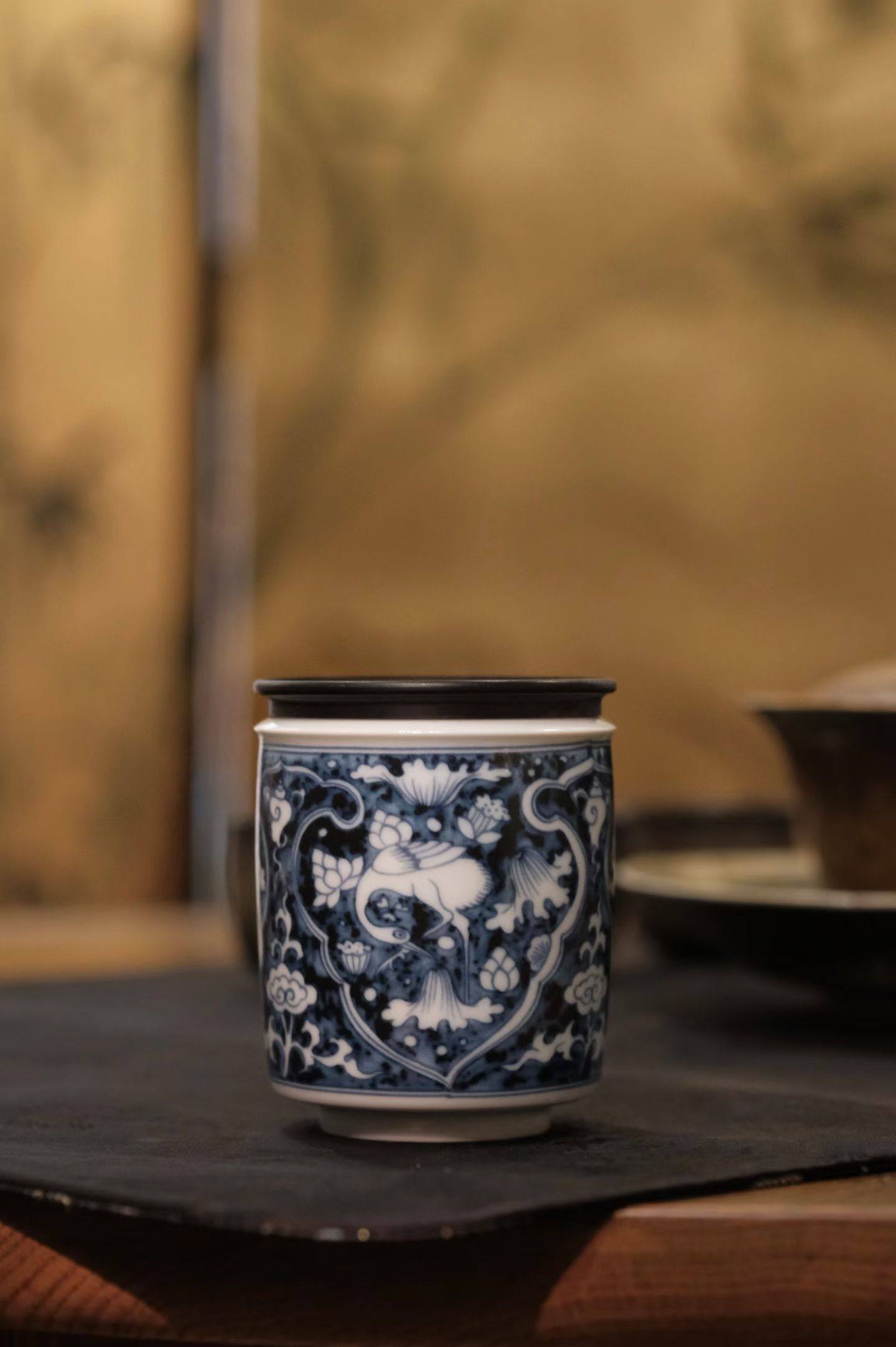 见欢集 仿明青花蓝地一鹭连科实木醒茶仓 咖啡豆储存收纳罐茶叶罐,餐饮具,茶叶罐,淘宝优惠券,粉丝福利购,淘宝优惠卷