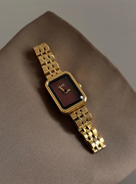 IEKE 钢带手表女高级安可拉红百搭女士简约中古风复古轻奢时尚表