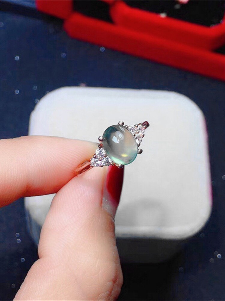 절묘하고 우아한 S 도금 18K 골드 천연 프레나이트 반지 원석 여성 반지 옥 조정 반지 추천