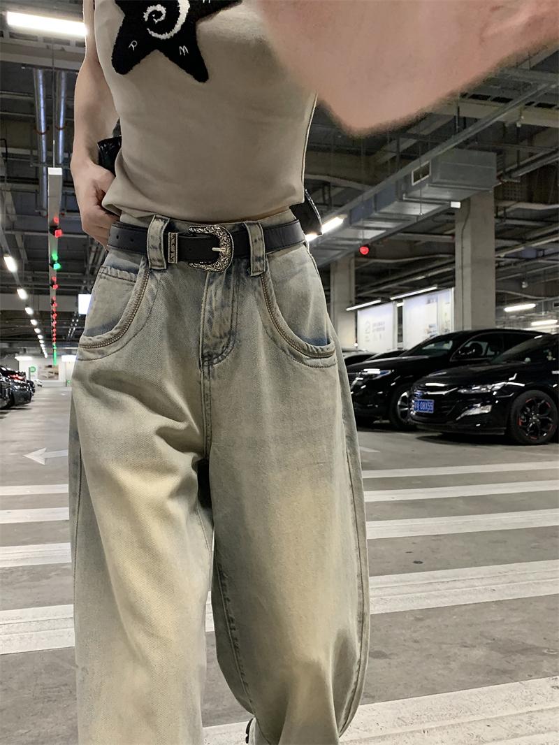 夏季牛仔裤直筒阔腿长裤