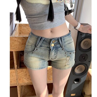 美式复古辣妹牛仔短裤女2026夏季新款紧身低腰显瘦包臀热裤超短裤