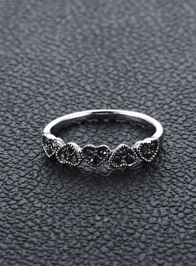 韩版戒指仿泰银女小指尾戒食指环个性心形爱心心相印欧美复古礼物