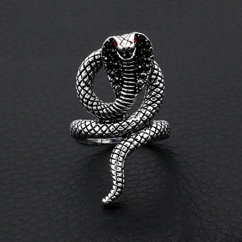 复古个性眼镜灵蛇镶钻中指食指戒指情侣男女将军在上惜音表妹同款