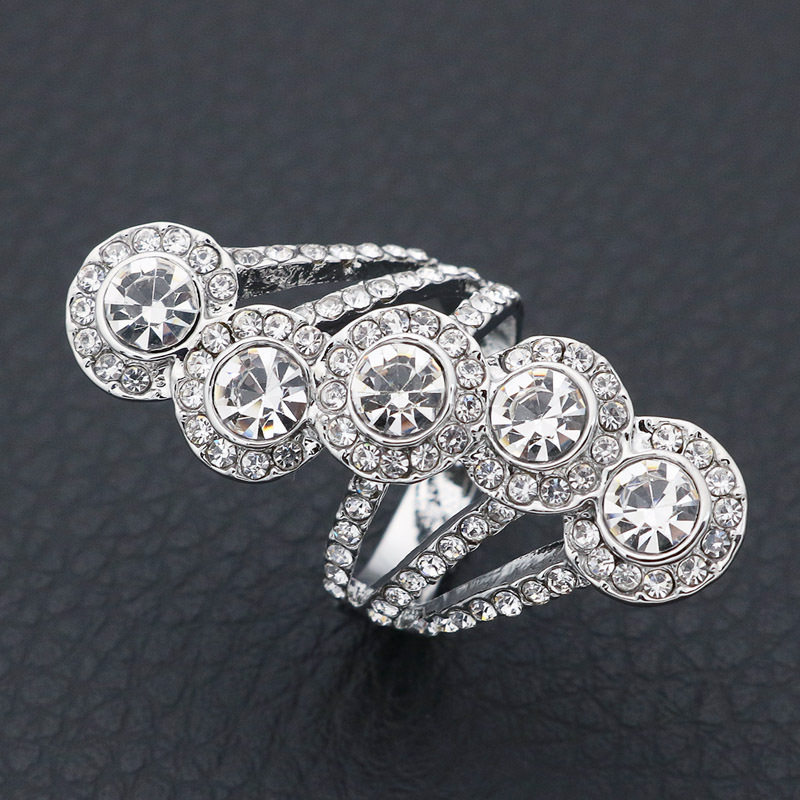 欧美奢华超大夸张水晶满钻食指中指戒指女时尚个性潮人网红大气韩