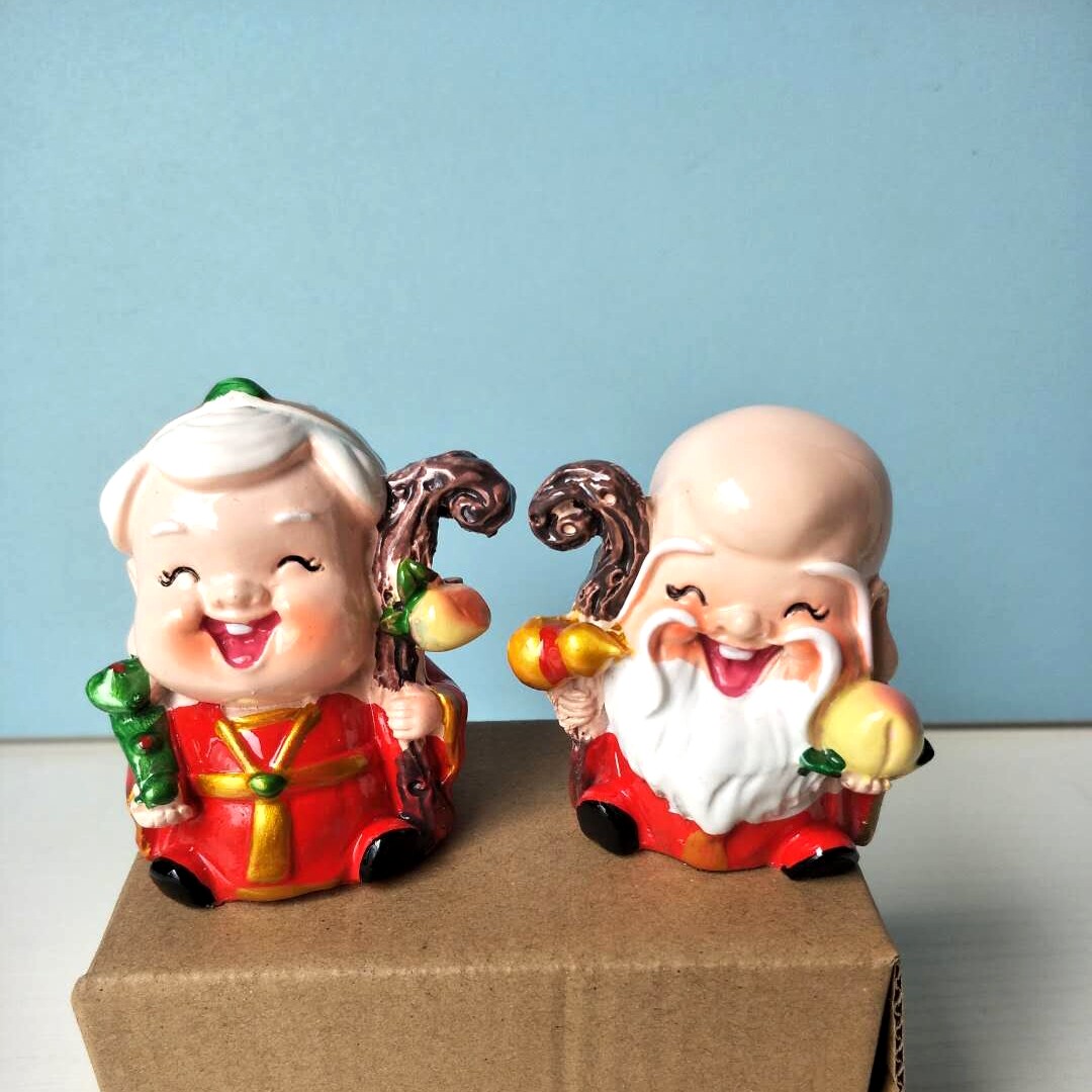 蛋糕装饰陶瓷 寿星公寿星婆摆件 甜品台爷爷奶奶过寿祝寿情景布置