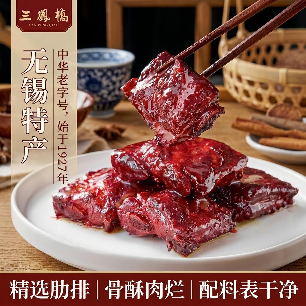 三凤桥无锡酱排骨300g猪肉猪肋排卤味熟食即食预制菜无锡特产送礼图片