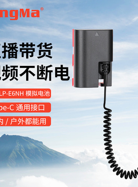 劲码LP-E6假电池适用于佳能EOS R R5 R6 R7 5D2 5D3 5D4 6D 6D2 7D2 60D 70D 80D 90D相机视频直播Type-C供电