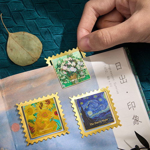 寓见诚品 复古印记系列书签创意复古油画书签金属徽章挂件4款