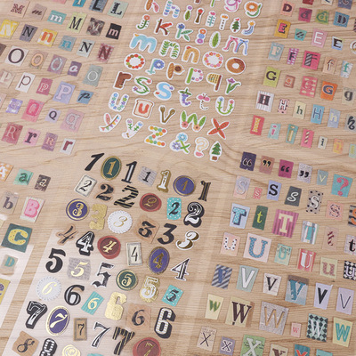 包邮 新款字母数字贴纸一套6张入办公文教装饰贴手账日记DIY贴纸