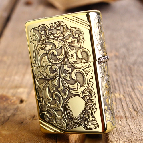 zippo Мужская медная креативная зажигалка на керосине, подарок на день рождения