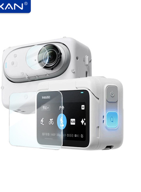 芯鲜GF02适用Insta360 GO3钢化膜影石拇指防抖相机屏幕贴膜运动相机镜头充电器显示屏保护vlog摄像机配件防刮