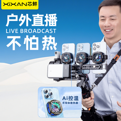 芯鲜PS33三机位走播云台防抖3手机散热器移动直播稳定器系统设备大全套改装大疆RS4 带充电宝支架肩带腰撑