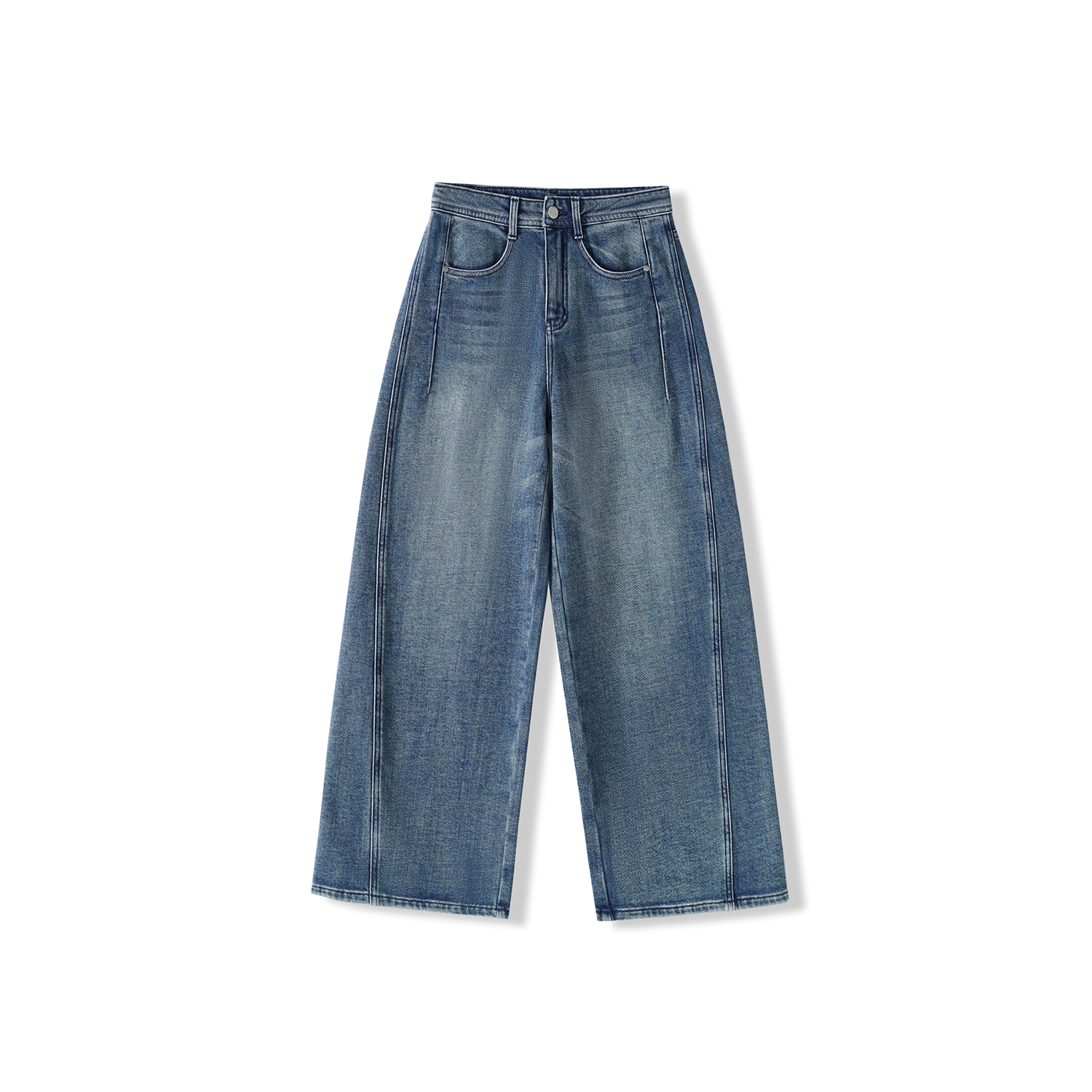 【大晶粉丝专享】冬季加绒复古水洗牛仔裤纯色百搭裤子LYMYS-1217