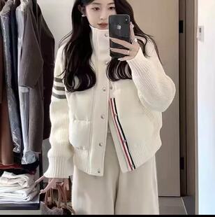 2026年秋冬季新款韩系小个子学院复古高级感针织拼接棉服女款外套