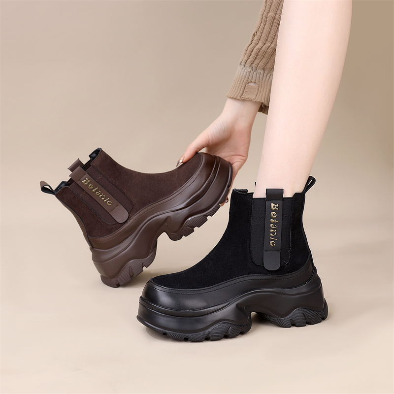 马丁靴人造毛绒橡胶短靴保暖棉鞋