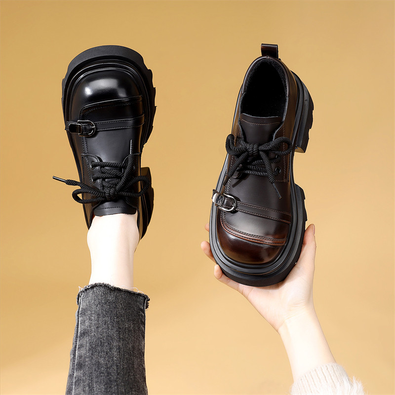 英伦风厚底小皮鞋女2026年秋冬新款百搭时尚短靴增高不累脚小皮鞋,女鞋,乐福鞋（豆豆鞋）,淘宝优惠券,粉丝福利购,淘宝优惠卷