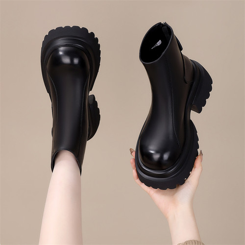 2025秋冬季加绒小个子增高马丁靴