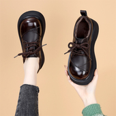 女2024冬季 新款 加绒时尚 厚底乐福鞋 韩版 圆头短靴抗寒百搭软底棉靴